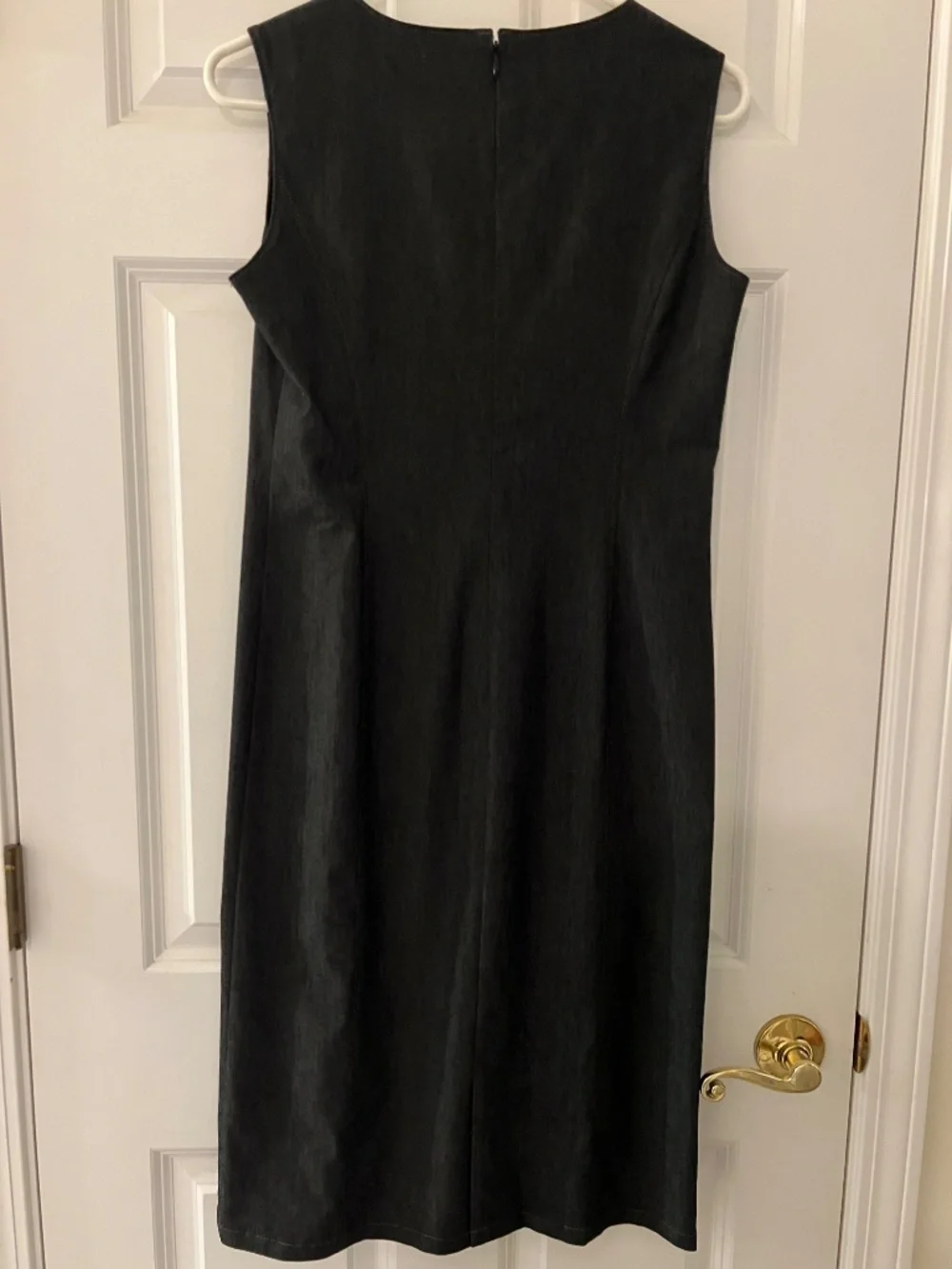 TOKYO STYLE Black Dark Gray Denim-Inspired Midi Dress Sleeveless